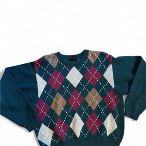 Vintage LizSport By Liz Claiborne Argyle Pattern Sweater